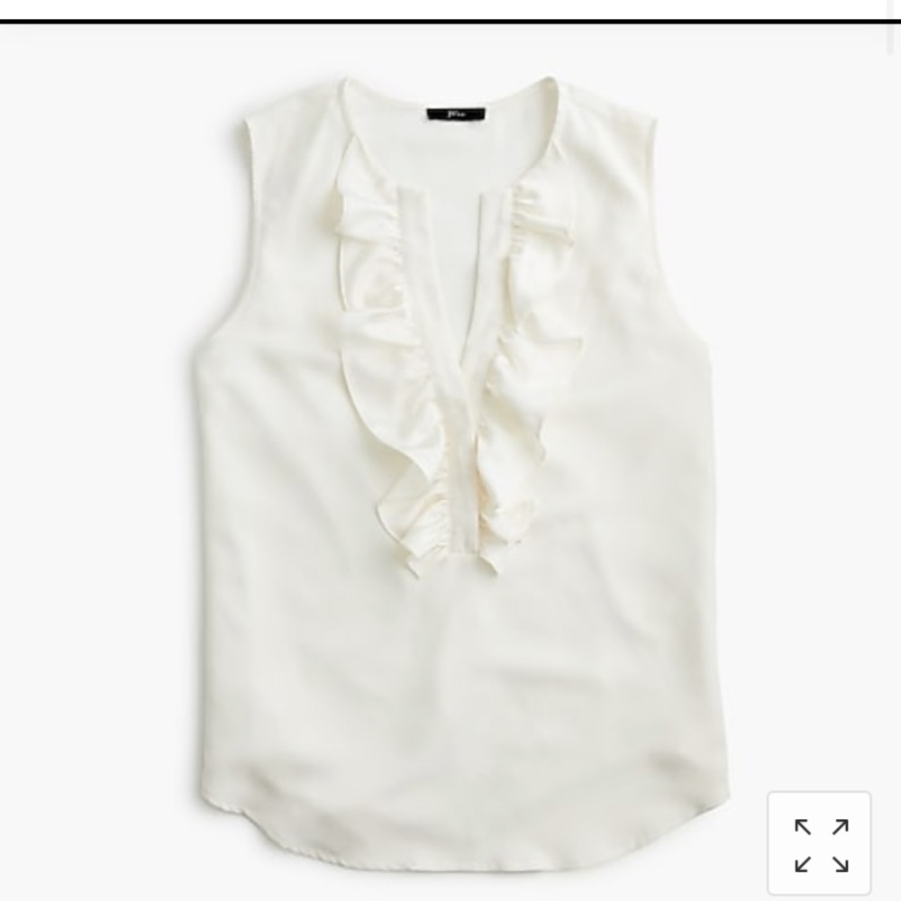 Ruffle-front top in satin crepe